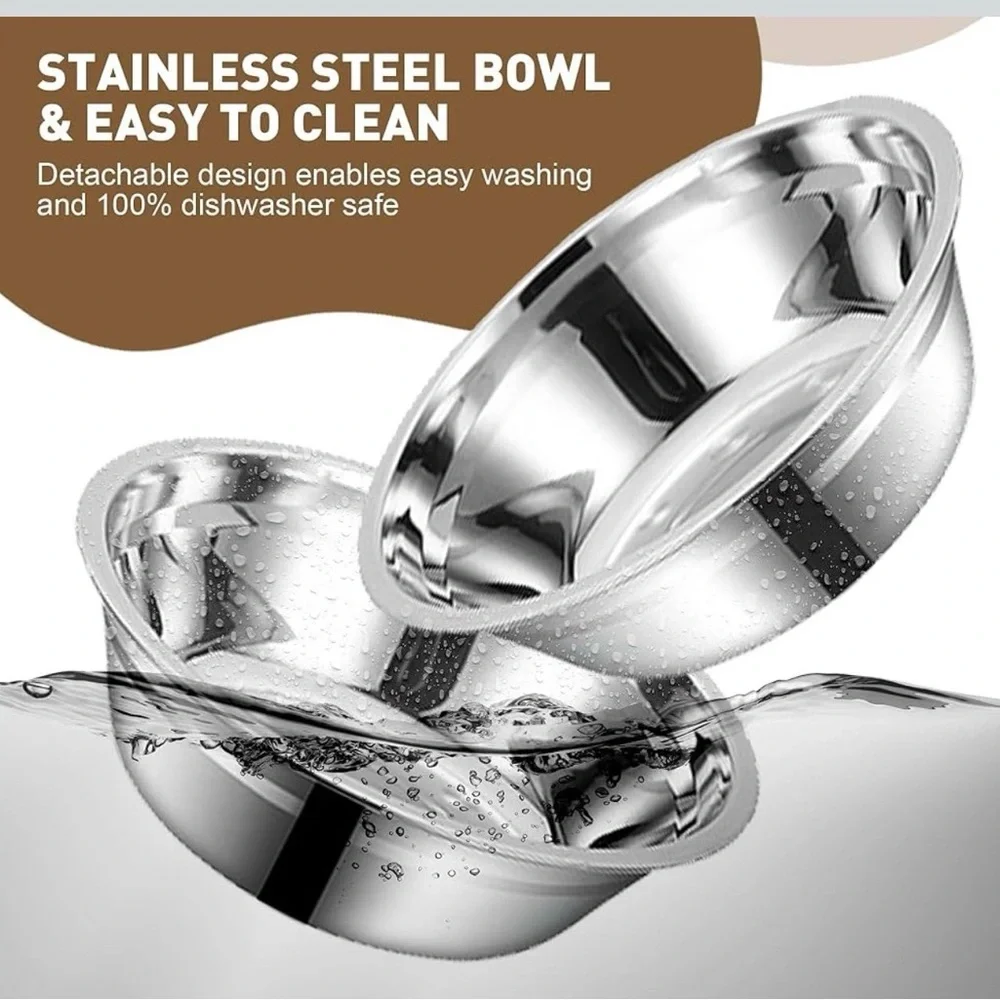Adjustable Bamboo Pet Feeder with Stainless Steel Bowls